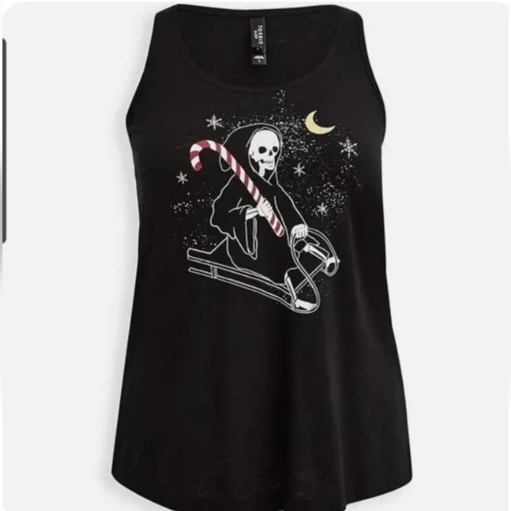 Torrid Black Grimm Reaper Christmas Racerback Sleep Tank Top